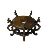 3.75" Oriental 5 Dragon Craw Brown Wood Round Table Top Stand Riser ws2870AS