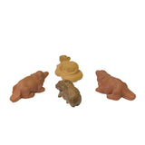 Set of 4 Small Ceramic Wood Animal Figure Display Art ws2340S
