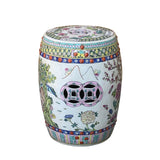 Vintage Oriental Famille Rose Mixed Color Porcelain Round Stool Ottoman cs7386S