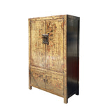 Chinese Distressed Sorrell Brown Graphic TV Dressing Storage Cabinet cs7329S