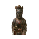 Vintage Chinese Black Brown Lacquer Wood Sitting Kwan Yin Bodhisattava Figure ws2813S