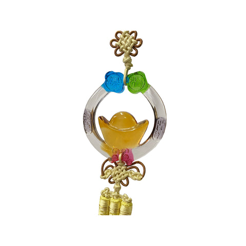 Crystal Glass Fengshui Fortune Mix Color Ingot Round Pendant Decor Tassel ws2209S Crystal Glass Fengshui Fortune Mix Color Ingot Round Pendant Decor Tassel ws2209S