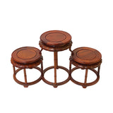 Brown Wood Bridge Step Round Table Top Curio Display Easel Stand ws2858S