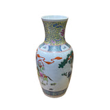 Chinese Oriental Off White Porcelain Horses Field Graphic Scenery Vase ws2705S