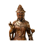 Chinese Brown Guan Yin Tara Bodhisattva Avalokitesvara Wood Statue ws2213S