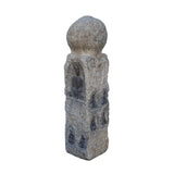 Chinese Distressed Gray Stone Carved Buddhas Display Pole Statue cs7204S