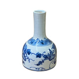 Lot of 2 Chinese Blue White Porcelain Fat Base Gourd Graphic Small Vase ws2040S