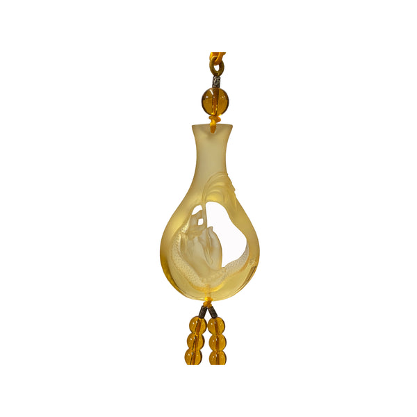 Liuli Crystal Glass Fengshui Fortune Yellow Lotus Hand Bottle Decor Tassel ws2191S