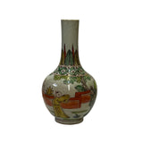 Chinese Distressed Off White Crackle Color Graphic Small Vase ws2960S