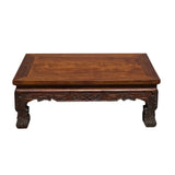 Brown Rosewood Oriental Scroll Carving Rectangular Display Table Stand ws2127S