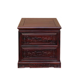 Chinese Oriental Suan Zhi Rosewood Flowers Motif End Table Nightstand cs7506S