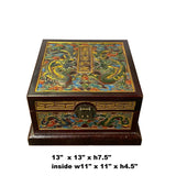 Chinese Dimensional Relief Dragon Motif Square Storage Box Chest ws1944S