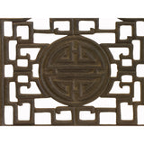 Chinese Vintage Rectangular Ru Yi Round Flower Wood Plaque Panel ws1948S