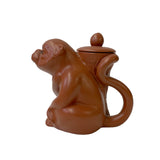 Chinese Brown Yixing Zisha Clay Teapot w Monkey Shape Accent ws2594S