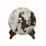 Chinese Natural Dream Stone Round White Fengshui Plaque Display ws2255S