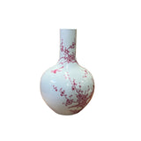 Chinese Porcelain Plum Red Flower Bird Fat Body Shape Vase ws2559S