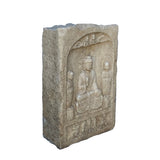 Chinese Distressed Brown White Stone Carved Buddhas Display Statue cs7365S