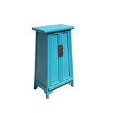 Chinese Oriental Pastel Blue Ming Style A Shape End Table Nightstand cs7342S