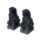 24" Chinese Medium Pair Black Gray Stone Fengshui Foo Dog Statues cs7253S