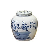 Chinese Blue & White Flower Bird Graphic  Porcelain Ginger Jar ws2990S