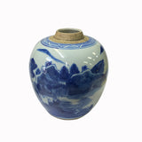 Oriental Handpaint House Tree Small Blue White Porcelain Ginger Jar ws2315S