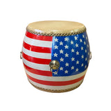 Handmade Small Round Low Flag Graphic Drum Shape Table cs7412S