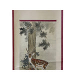 Vintage Chinese Color Ink Double Deer Scroll Painting Wall Art ws1977S