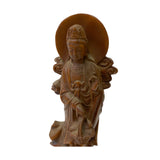 Chinese Brown Guan Yin Tara Bodhisattva Avalokitesvara Wood Statue ws2163S