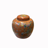 Oriental Orange Base Flower Vases Graphic Porcelain Round Jar ws2563S