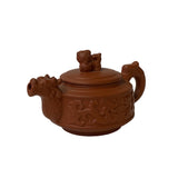 Chinese Brown Yixing Zisha Clay Teapot w Dragon Head Accent ws2590S