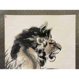 Chinese Black White Ink Lion Theme Scroll Painting Original Wall Art ws1976S