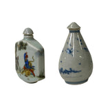 2 x Chinese Porcelain Snuff Bottle Blue White Color Scenery Graphic ws2457S