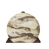 Chinese Natural Dream Stone Round White Fengshui Plaque Display ws2256S