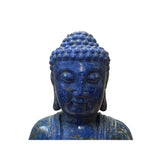 Oriental Blue Gem Stone Carved Sitting Meditation Buddha Statue ws2553S