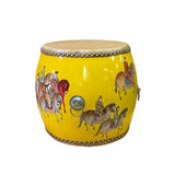 Handmade Small Round Low People Horses Graphic Drum Shape Table cs7415S