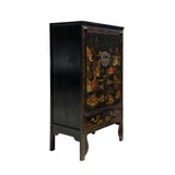 Chinese Distressed Black Color Scenery Moon Face Wardrobe Cabinet cs7331S