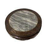 6.25" Oriental Brown Wood Marble Round Table Top Stand Riser ws2902AS