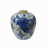 Oriental Handpaint Dragon Small Blue White Porcelain Ginger Jar ws2318S
