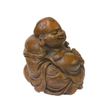 Rustic Bamboo Laughing Buddha Sculpture Seated for Good Luck and Spiritual Gift ws2177S