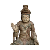 Chinese Rustic Wood Sitting Bodhisattva Kwan Yin Tara Statue ws2698S