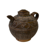 Chinese Ware Brown Glaze Pattern Ceramic Jar Vase Display Art ws2664S