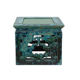 Vintage Chinese Turquoise Green Ru Yi Clay Large Square Garden Table cs7281S