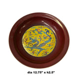 Chinese OxBlood Red Yellow Dragon Fengshui Porcelain Plate ws1929S