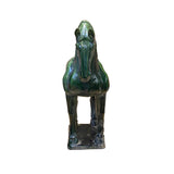 Chinese Distressed Zucchini Green Glazed Ceramic Horse Figure ws2729S