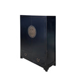 Asian Black Color Moon Face Hardware Side Table Shoes Cabinet cs7484S