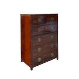 Chinese Oriental Medium Brown Moon Face Dresser Storage Cabinet cs7489S