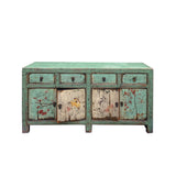 Distressed Summertown Light Green Graphic Sideboard TV Console Cabinet cs7477S