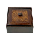 Small Brown Burlwood Pattern Square Storage Accent Box ws2641S