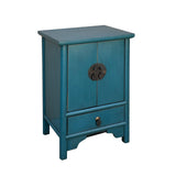 Chinese Bold Bolection Blue Moon Face End Table Nightstand cs7373S