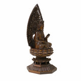 Chinese Brown Sitting Guan Yin Tara Bodhisattva Avalokitesvara Wood Statue ws1761S
